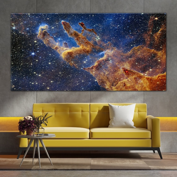 James Webb Pillars Of Creation Canvas Print, James Webb Space Telescope, Nasa Dying Star Space , Cosmic Cliffs Wall Art, Galaxies And Stars