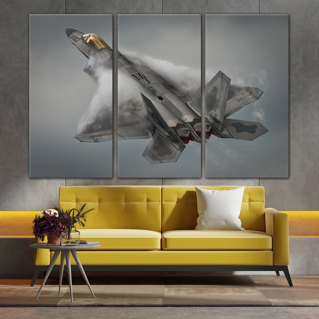 Fighter Jets Wall Decor, F22 Raptor Canvas Wall Art, Huge Canvas, Aircraft Wall Print, F22