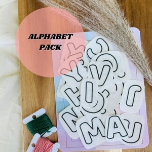 Stick and Stitch Alphabet Embroidery Pack | Pre-Printed Water Soluble Paper | DIY Projects