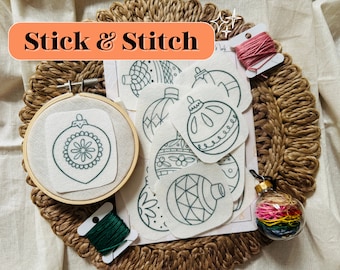 Christmas Ornament Stick and Stitch Embroidery Patterns