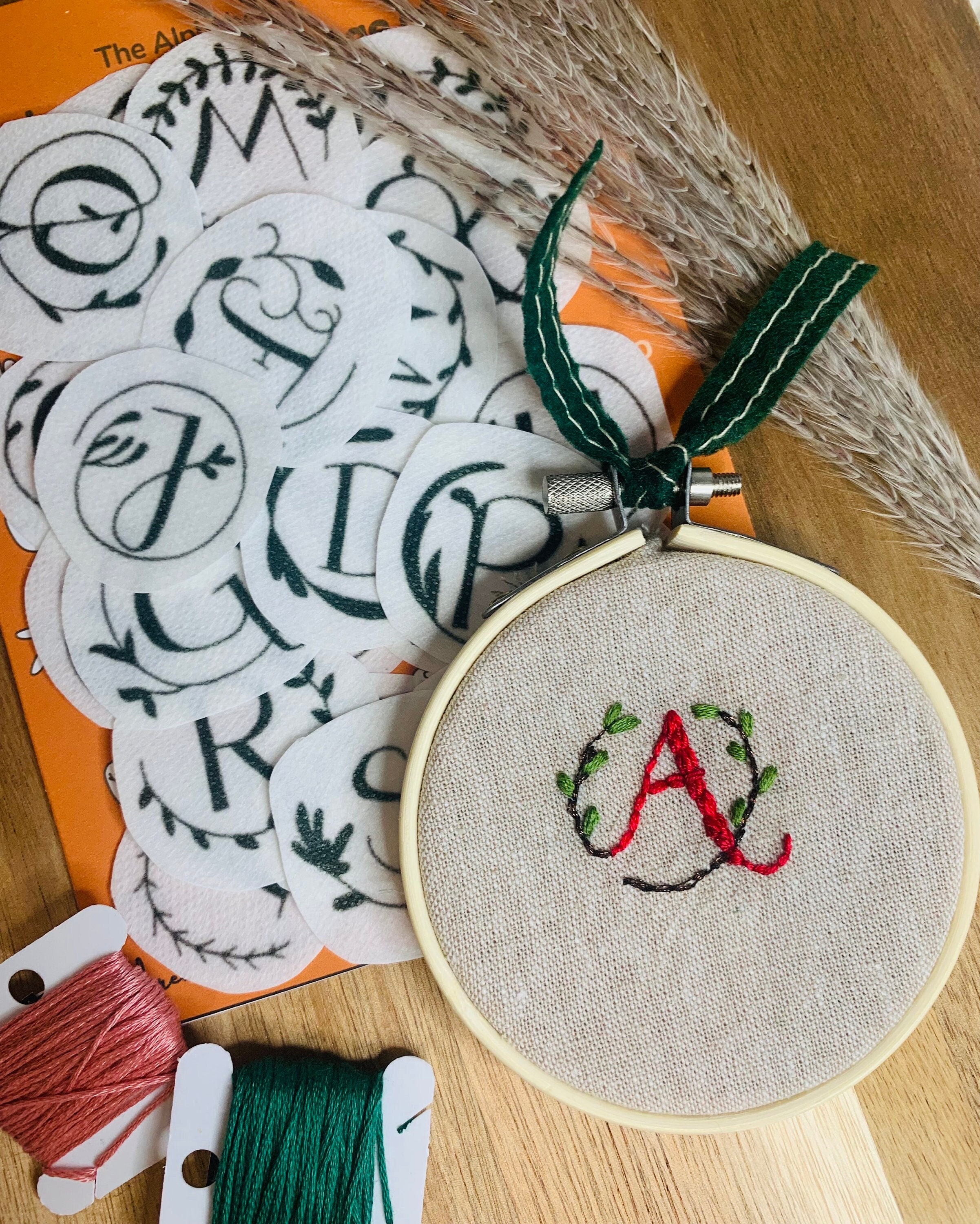 Alphabet Hand Embroidery Pattern, Floral Stick and Stitch Transfer