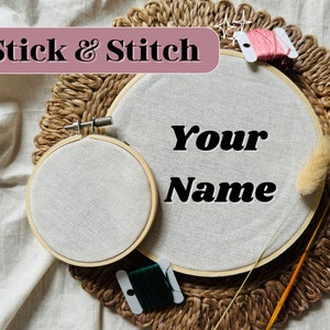 Stick and Stitch Name Hand Embroidery, Custom Name Embroidery, Wash away Stabilizer, Personalized Hand Embroidery, Peel n Stitch Patterns