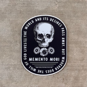 Memento Mori Catholic Sticker, Vinyl, Waterproof, Catholic stickers, Catholic gifts