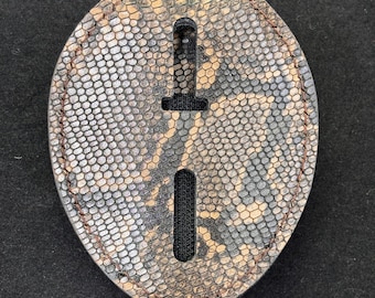 Handcrafted Personalized Snake skin pattern Leather Law Enforcement Badge Holder Belt Clip Neck Chain Custom Name Laser engraving