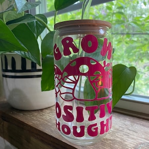 Color changing beer can glass “grow positive thoughts” travel glass
