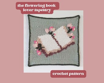 Motif de tapisserie amoureux des livres en fleurs UNIQUEMENT