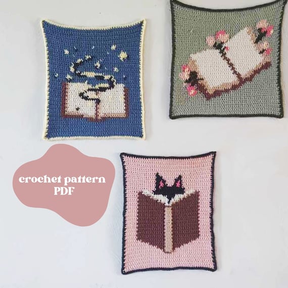 Book Lover Tapestry Crochet Pattern BUNDLE Flowering Magical Feline Book Lover Tapestry Pattern Etsy Canada