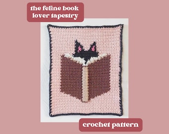Motif de tapisserie félin amateur de livres UNIQUEMENT