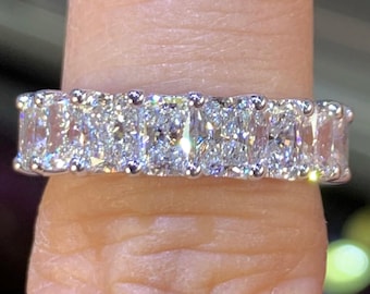 Strahlend geschnittener Moissanite Ehering, 18K Weißgold Versprechen Band, 3/4 Eternity Band, simulierter Diamant, strahlender Ehering Jubiläumsring