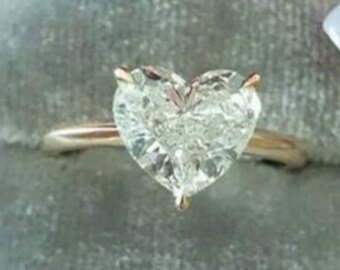 1,5 CT klassieke Solitaire diamanten trouwring, witte Moissanite Diamond Heart Cut verlovingsring, massief gouden belofte ring, verjaardagsring