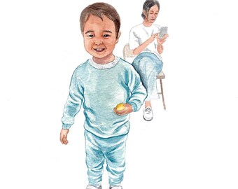 Custom Watercolor Portrait, Family Portrait, Custom Portrait From Photo, Portraits From Photos, Personalized Gifts, Mother's Day Gift,