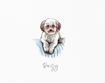 Mini Custom Watercolor Pet Portrait, Dog Portraits from Photos,Dog Portraits From Photos, Pet Painting, Custom Tiny Paintings, Hand Painted