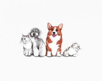 Mini Custom Watercolor Pet Portrait, Dog Portraits from Photos,Dog Portraits From Photos, Pet Painting, Custom Tiny Paintings, Hand Painted