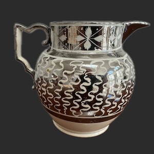 Antique Silver Resist Lustre Pitcher / Jug Circa 1820 English Lustreware Early Nineteenth Century