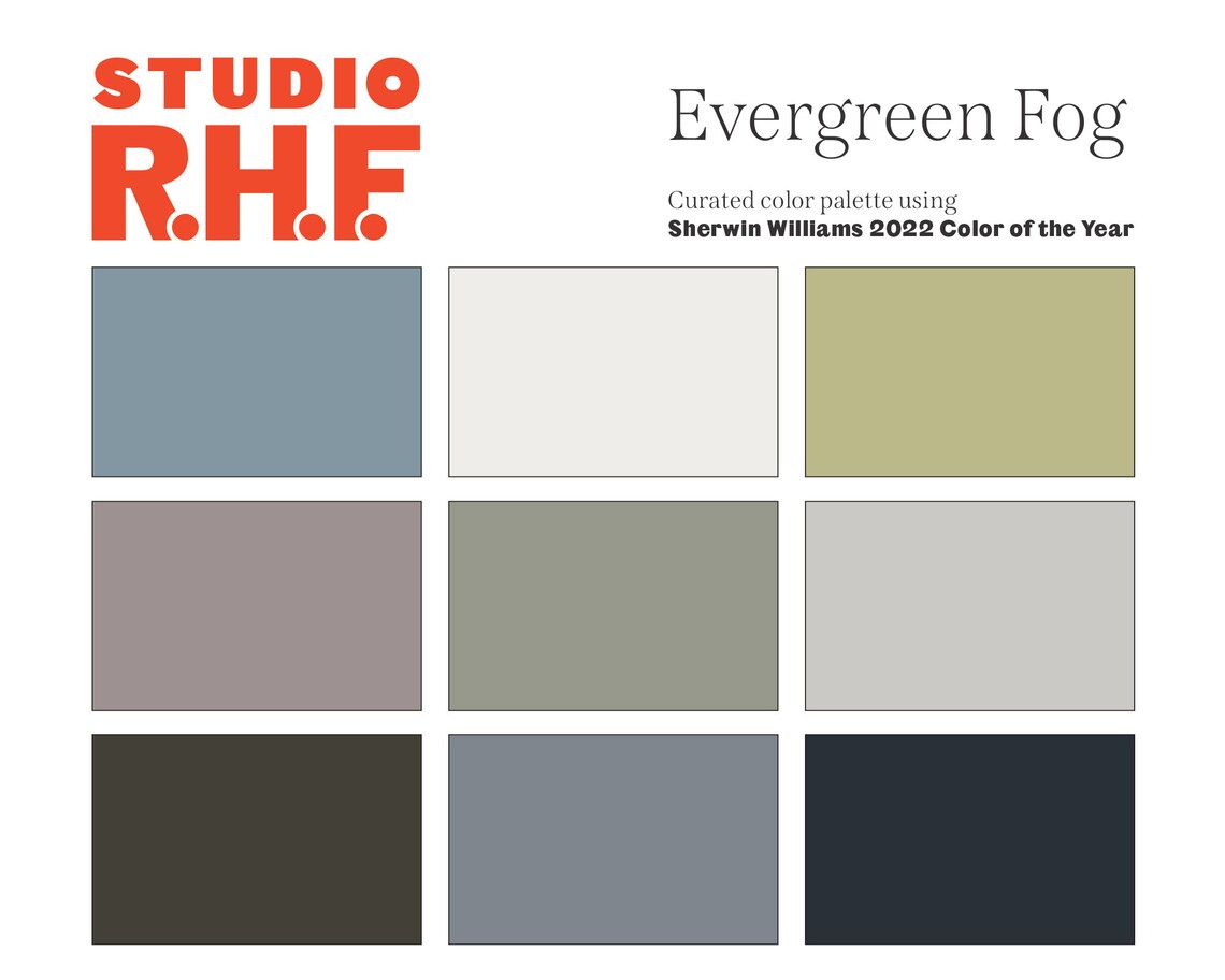 Sherwin Williams Color of the Year Paint Palette Evergreen Etsy