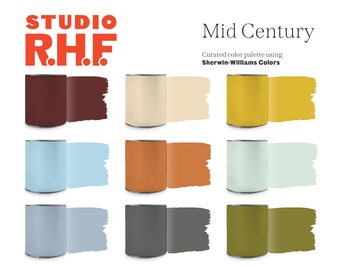 Mid Century Colors, Sherwin Williams, Color Swatches, Fixer Upper Colors, Paint Palette, house, paint swatch