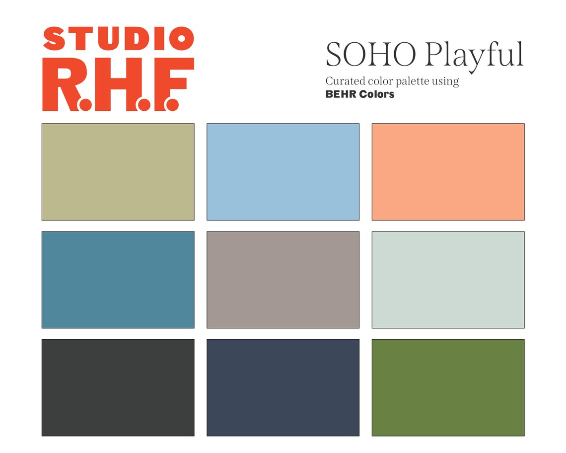 BEHR Interior Paint Color Palette Boho Palette SOHO Playful Etsy