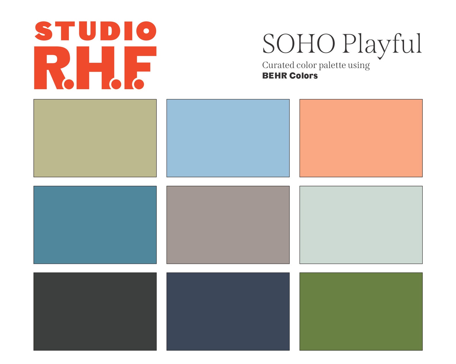 BEHR Interior Paint Color Palette Boho Palette SOHO Playful Etsy