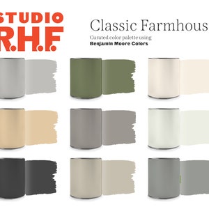 Classic Farmhouse Paint Color Palette, Benjamin Moore Home Color Scheme, Farmhouse Home Paint Color Scheme, Interior Design