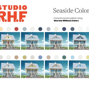 Sherwin Williams Seaside Colors, Beach House, Exterior Color, Paint Colors, Beach Cottage Paint, Coastal Exterior Paint Scheme