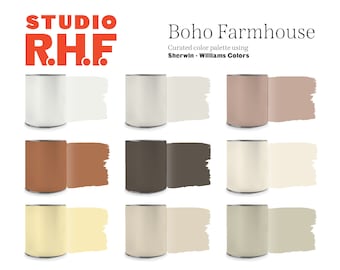 Boho Farmhouse Paint Color Scheme, Sherwin Williams, Interior Wall Colors, Interior Design, Home Color Palette