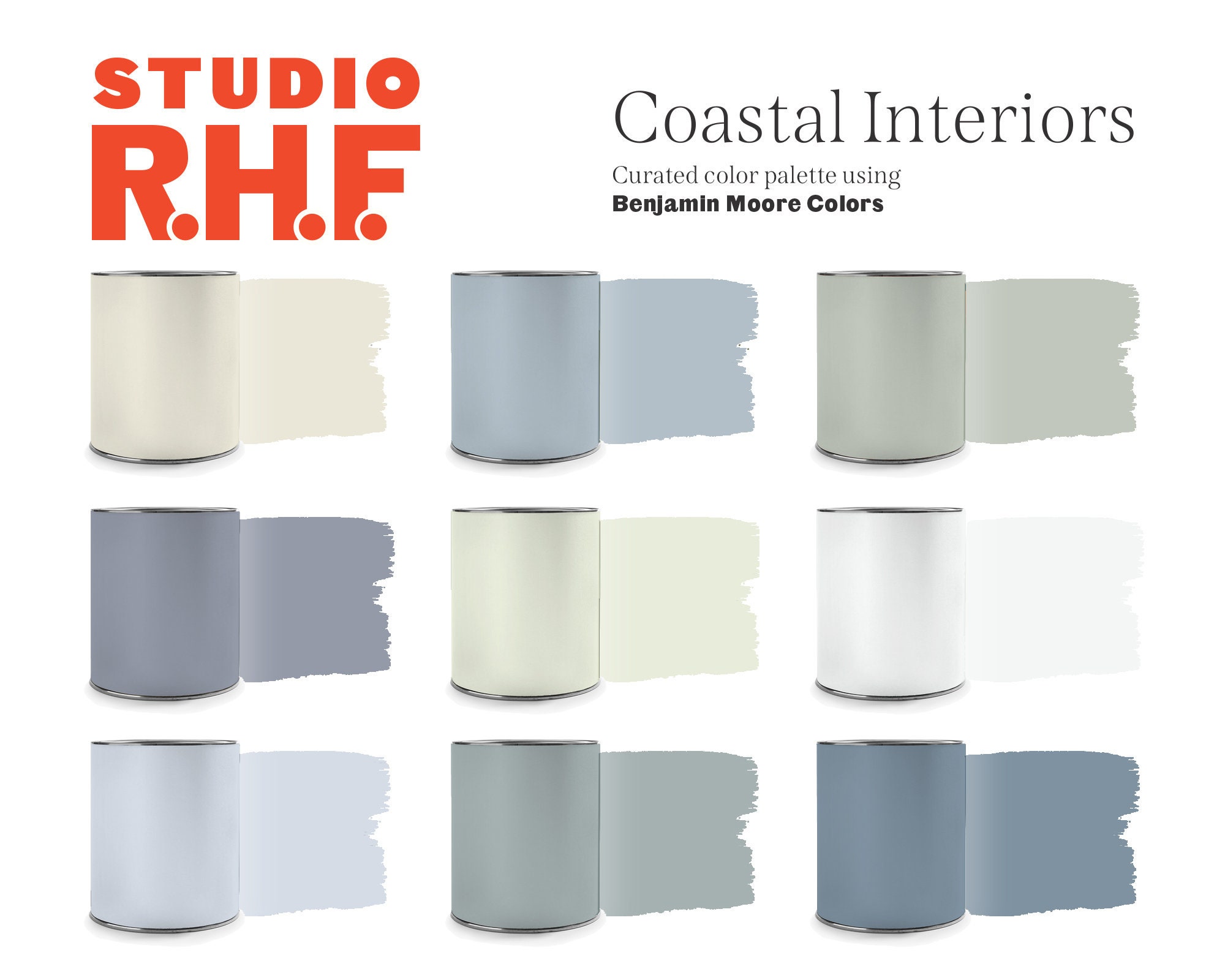 Coastal Interior Paint Color Palette, Benjamin Moore Paint, Coastal ...