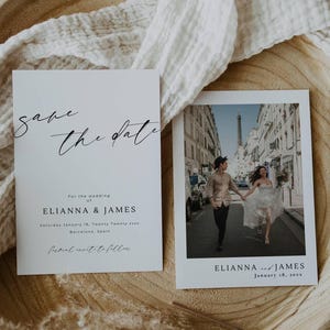 Modern Save the Date with Photo, Save the Date Invitation Digital, Save Our Date Card Template, Wedding Announcement Invite Picture -AT14