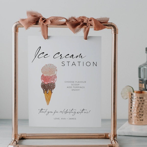 Ice Cream Bar Sign Wedding, Dessert Station Sign Template, Ice Cream Sundae Bar, Sweet Station Bridal Shower Signage, Gelato Sign for Kids