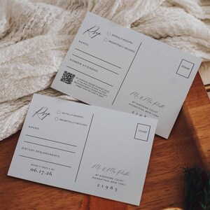 Qr Rsvp Card Template Postcard Download, Postcard Response Card Template, Modern Wedding Please Respond Insert, Qr Code Rsvp Enclosure AT10