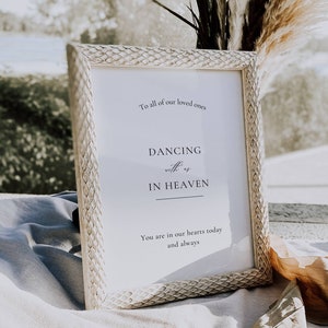 Wedding Memorial Sign Dancing With Us In Heaven, Memory Table Sign Template, Modern In Loving Memory Sign Printable - AT10