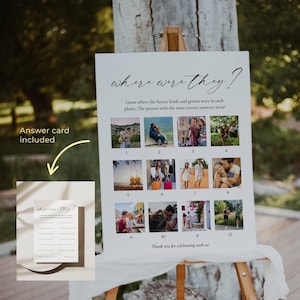 Where Were They Bridal Shower Sign, Photo Guessing Game Card Template, Couples Wedding Shower Activity, Editable Answer Card & Poster AT14