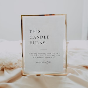 Minimal This Candle Burns Memorial Sign, Wedding Memorial Sign Template Canva, In Loving Memory Sign, Modern Reception Table Signage AT02