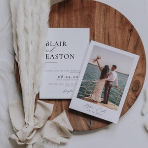 Same Day Wedding Invitations, Minimalist Wedding Invite Photo, Modern Invitation Digital Download With Photo, Editable Canva Template AT10