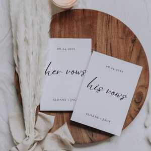 Plantilla de boda para él y para ella, libro de votos de boda personalizado, folleto de votos matrimoniales, tarjeta EDITABLE de nuestros votos para la novia y el novio, conjunto a juego de 2