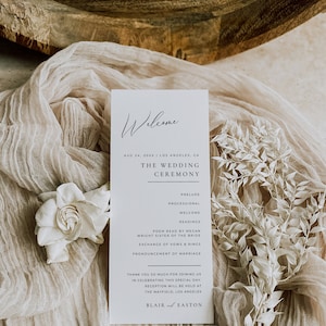 Plantilla Canva del programa de bodas moderno, orden de tarjeta de servicio digital, itinerario de bodas Orden de eventos, programas de ceremonia imprimibles AT10