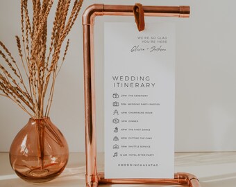 Modern Calligraphy Wedding Itinerary Template, Elegant Order of Events Card, Printable Program Schedule, Wedding Reception Timeline AT11