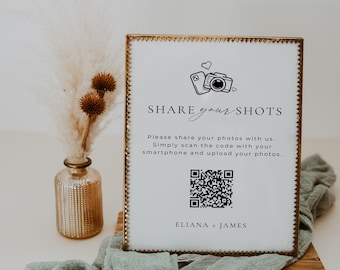 Qr Code zu einem Fotoalbum, Teilen Sie Ihre Aufnahmen QR-Code-Zeichen, Erfassen Sie die Liebe Beschilderung, Teilen Sie die Liebe Hochzeitsschild, Sofortdownload AT14