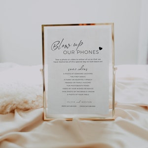 Wedding Sign Blow Up Phone, Blow Up Our Phones, I Spy Wedding Sign, Photo Hunt Game, Reception Table Signage, Editable Canva Template AT11