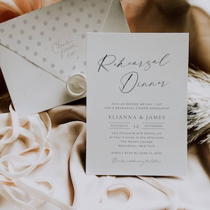 Elegant Rehearsal Dinner Invite Template, The Night Before Wedding Rehearsal Invitation, Modern Wedding Rehearsal Invitation Printable AT14
