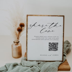 Share the Love Wedding Sign Downloadable, QR Code to a Photo Album, Capture The Love Qr Code Sign, Photo Sharing Scan Here Sign, AT14