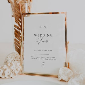 Wedding Favors Sign Monogram, Minimal Favors Table Sign Template, Please Take One, Editable Favors for Guests, Diy Gifts Table Signage AT10