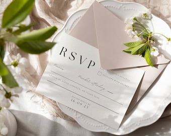 Wedding RSVP Card Template | Modern Wedding RSVP Insert Cards | Classic Printable Wedding Reply Card | Minimalist Response Card | AT02