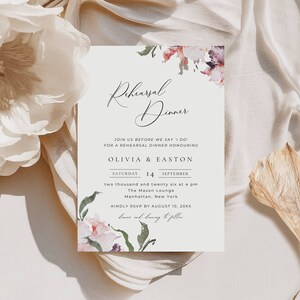 Wedding Rehearsal Dinner Invitation Floral, Summer Wedding Rehearsal Invite Template, Whimsical Wildflower Wedding Invitation Digital AT15