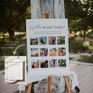 Where Were They Game Sign, Bridal Shower Photo Guessing Game, Wedding Shower Activity Template, Editable Shower Games Poster Canva AT10