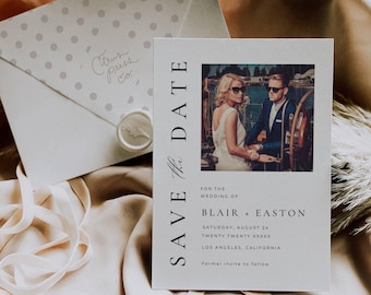 Minimal Wedding Save the Date with Photo, Picture Save The Date Template, Digital Save Our Date Invitation, Wedding Announcement Card AT10