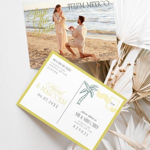Postcard Save The Date Template, Island Citrus Wedding Announcement, Destination Wedding Photo Card Digital 7x5 AT35