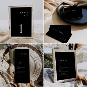 May include: Black and white wedding table number sign with a gold frame. The sign reads "Table No. 1".