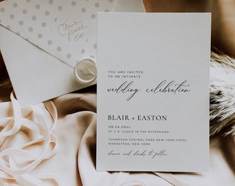 Intimate Wedding Invitation Template, Micro Wedding Invitation, Modern Intimate Ceremony Invite, Nothing Fancy Just Love, Diy Editable AT10