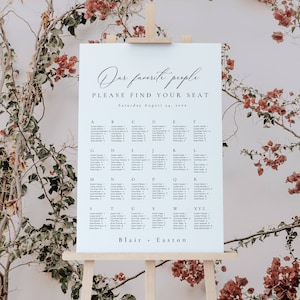 Elegant Seating Chart for Wedding by Alphabet, Our Favorite People Seating Chart Template, Alphabetical Seating Plan by Last Name  -AT10