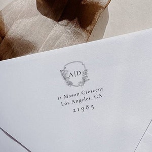 Custom Wedding Guest Address Labels, Editable Monogram Envelope Addressing, A7 Envelope Return Address Template, Envelope Front & Back 5x7